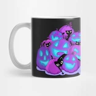 Black Cats in the Purple Pumpkin Patch Mug